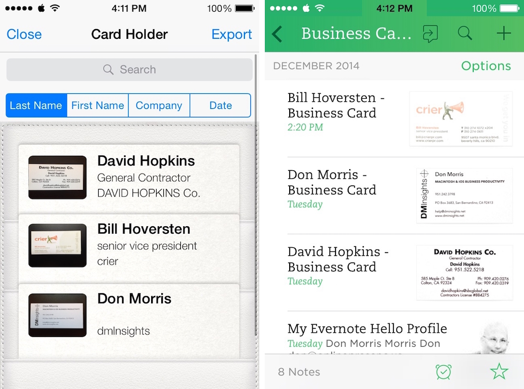SHAPE Business Card Reader and Evernote